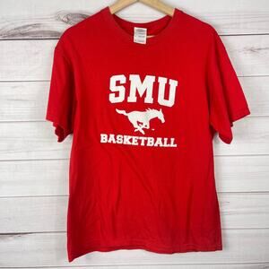 SMU Basketball Red T-Shirt Short Sleeve‎ Gildan Size Medium Unisex